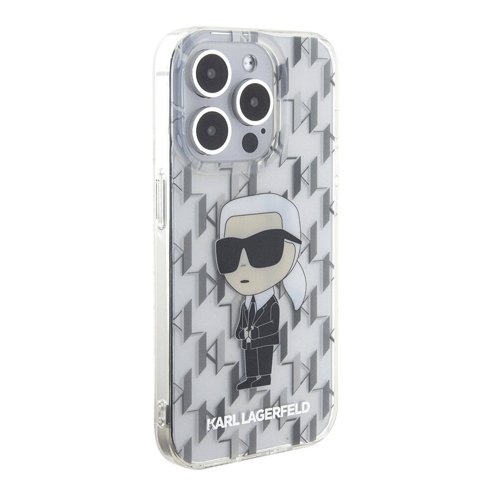 Apple iPhone 15 Pro Kılıf Karl Lagerfeld IML İkonik Monogram Orjinal Lisanslı Kapak Renksiz