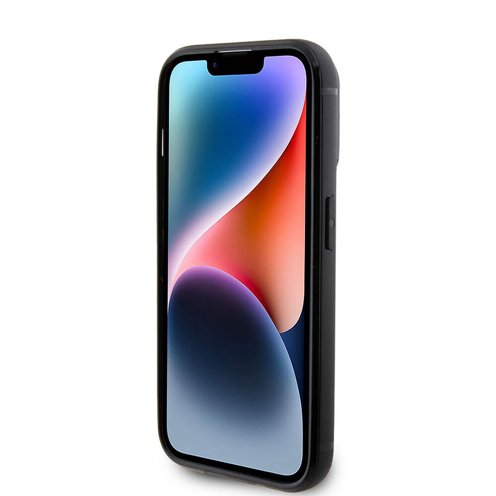 Apple iPhone 15 Pro Kılıf Karl Lagerfeld Taşlı Metal Logo Orjinal Lisanslı Kapak Siyah