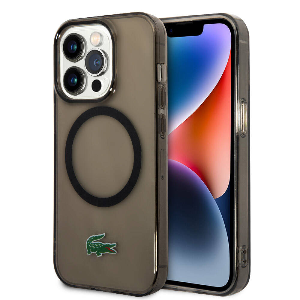 Apple iPhone 15 Pro Kılıf Lacoste Orjinal Lisanslı M-safe Şarj Özellikli Transparan Timsah Logo Baskılı Kapak Yeşil