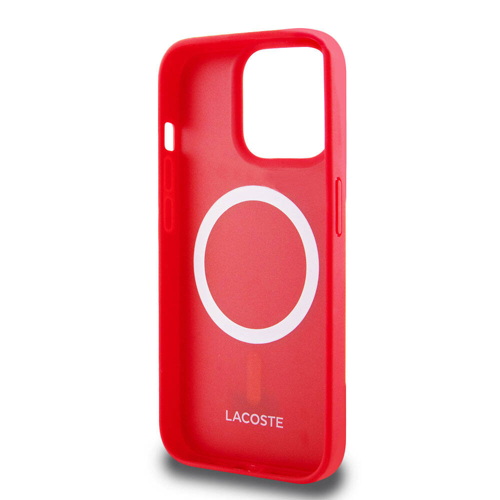 Apple iPhone 15 Pro Kılıf Lacoste Orjinal Lisanslı PU Pike Desenli Arka Yüzey İkonik Timsah Dokuma Logolu Kapak Siyah