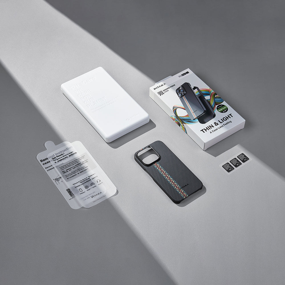 Apple iPhone 15 Pro Kılıf M-safe Şarj Özellikli 600D Aramid Fiber Pitaka Tactile Woven Orchestra Serisi Rhapsody Kapak Siyah