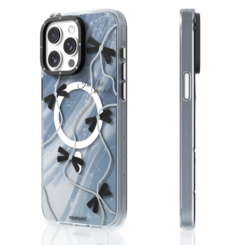 Apple iPhone 15 Pro Kılıf M-safe Şarj Özellikli Airbagli Çift Katmanlı Youngkit Star&Butterfly Serisi Kapak Mor