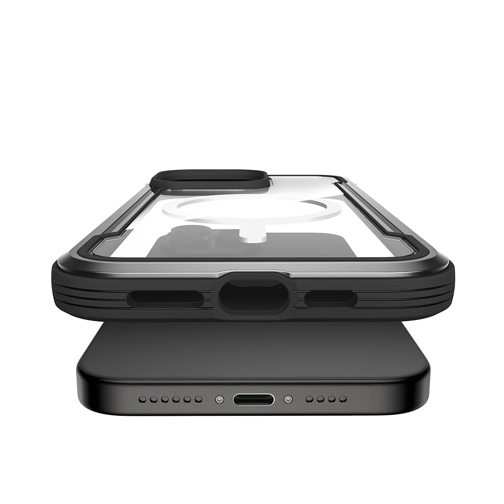 Apple iPhone 15 Pro Kılıf M-safe Şarj Özellikli Airbagli Raptic Shield Serisi Şeffaf Arka Yüzey Kapak Kırmızı