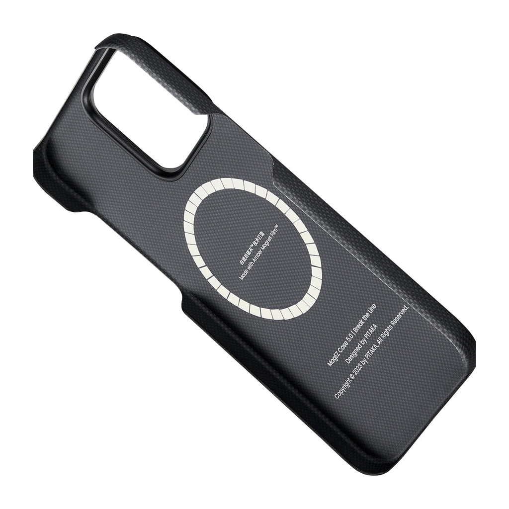 Apple iPhone 15 Pro Kılıf M-safe Şarj Özellikli Aramid Fiber Pitaka Tactile Woven Break The Line Kapak Siyah