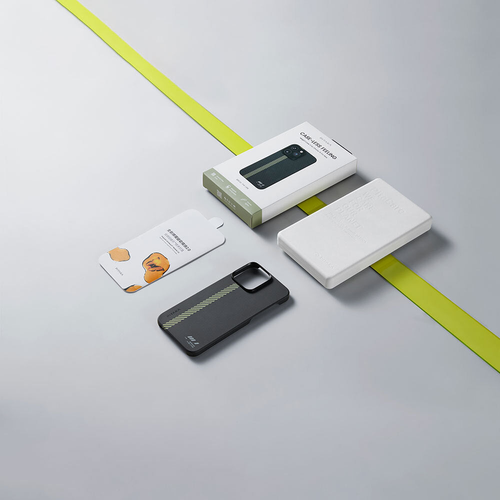 Apple iPhone 15 Pro Kılıf M-safe Şarj Özellikli Aramid Fiber Pitaka Tactile Woven Break The Line Kapak Siyah