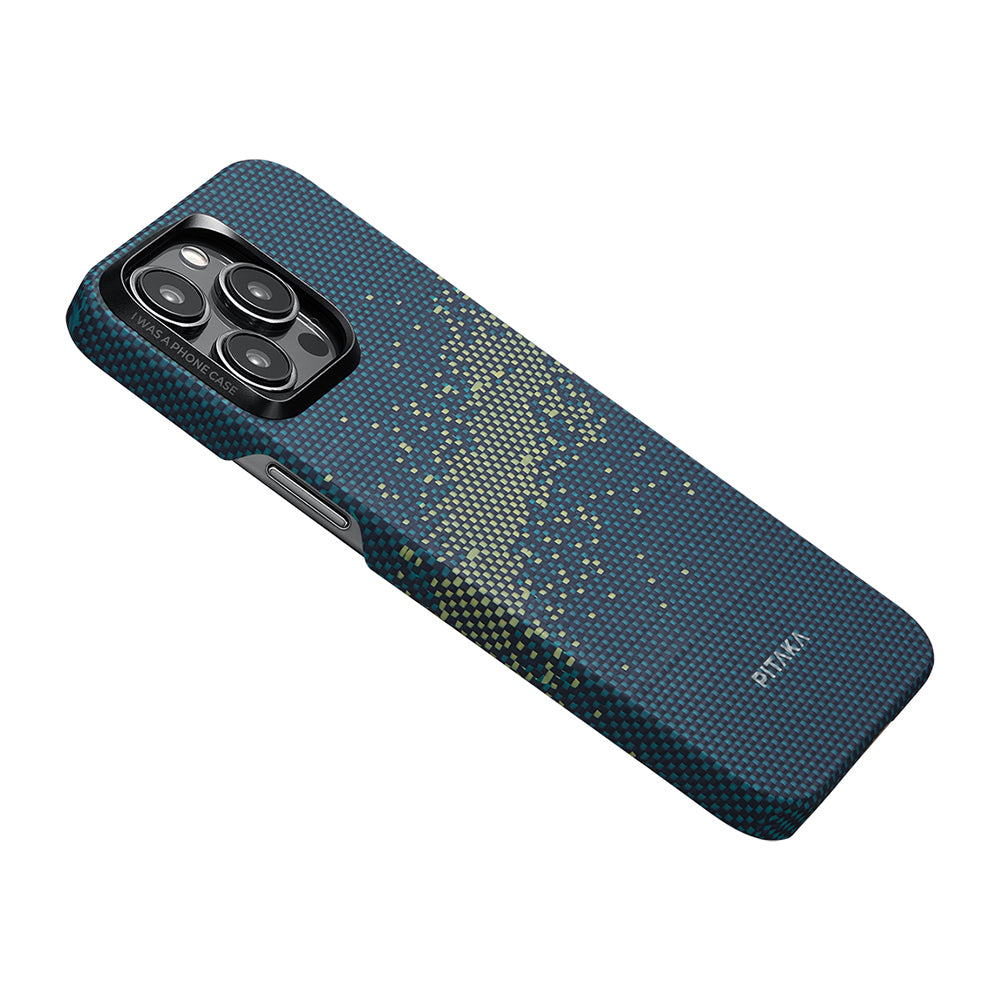 Apple iPhone 15 Pro Kılıf M-safe Şarj Özellikli Aramid Fiber Pitaka Tactile Woven Starpeak Serisi Milky Way Galaxy Kapak Mavi