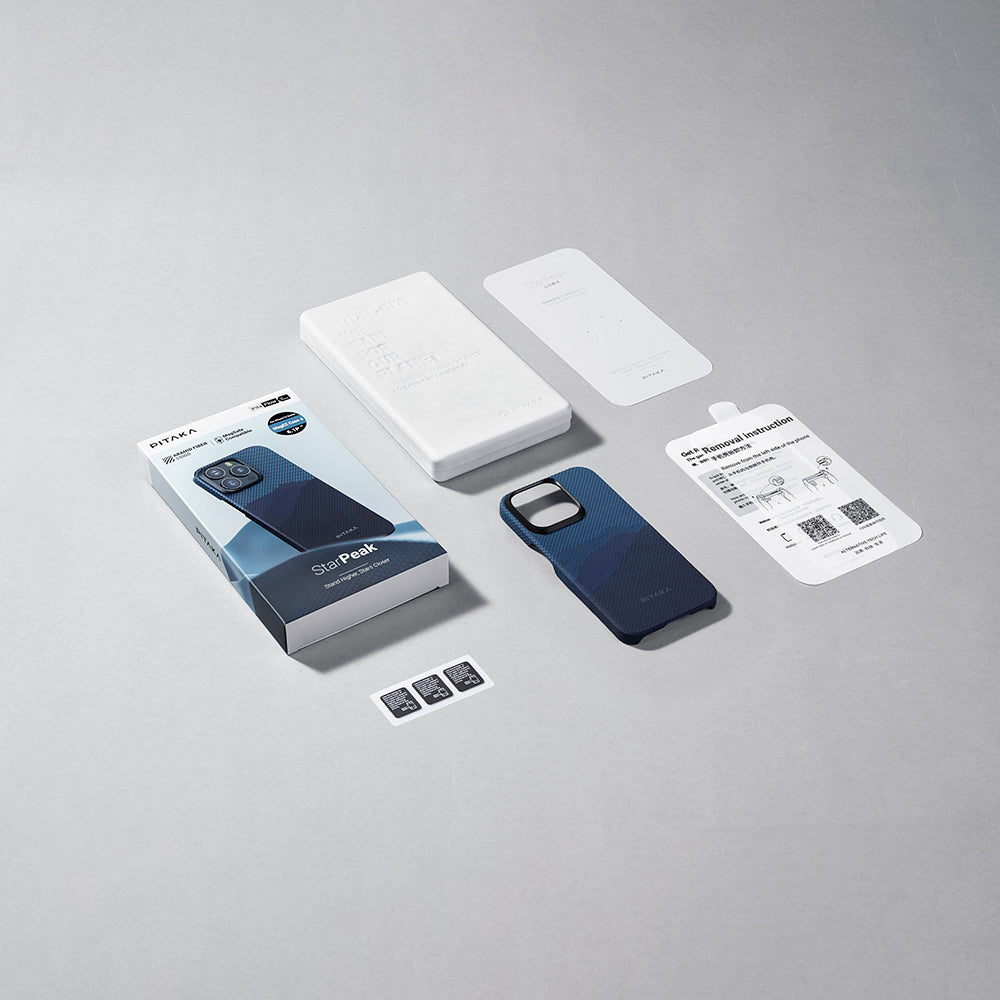 Apple iPhone 15 Pro Kılıf M-safe Şarj Özellikli Aramid Fiber Pitaka Tactile Woven Starpeak Serisi Over The Horizon Kapak Mavi