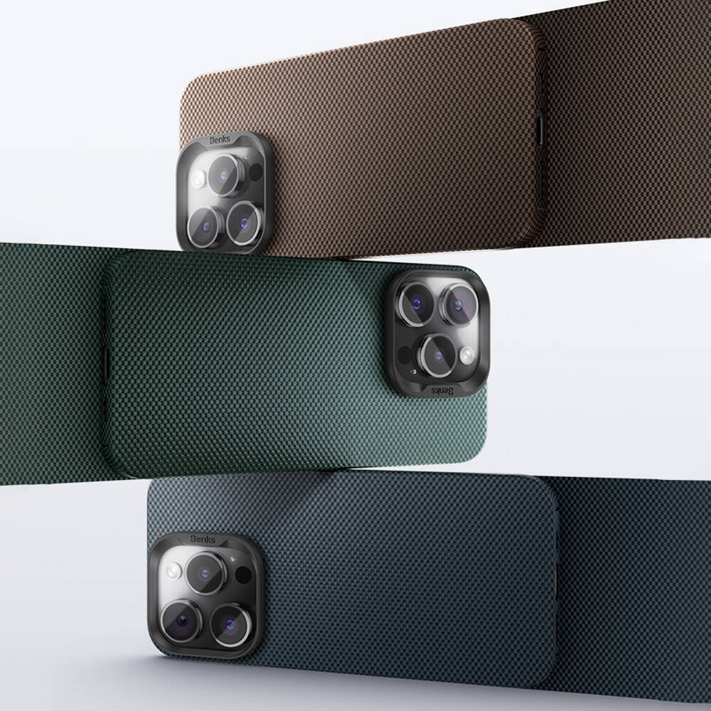 Apple iPhone 15 Pro Kılıf M-safe Şarj Özellikli Benks ArmorTint Serisi ArmorAir Kevlar Kapak Mavi