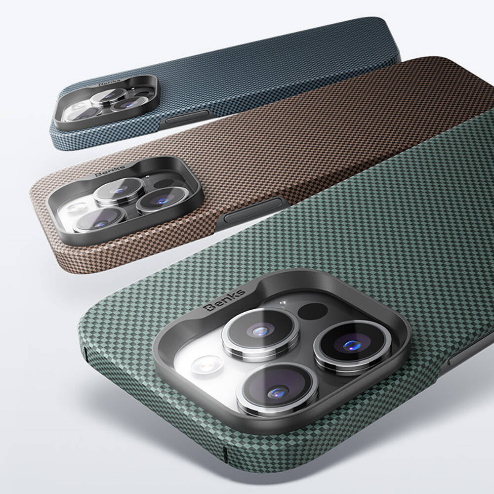 Apple iPhone 15 Pro Kılıf M-safe Şarj Özellikli Benks ArmorTint Serisi ArmorAir Kevlar Kapak Gold