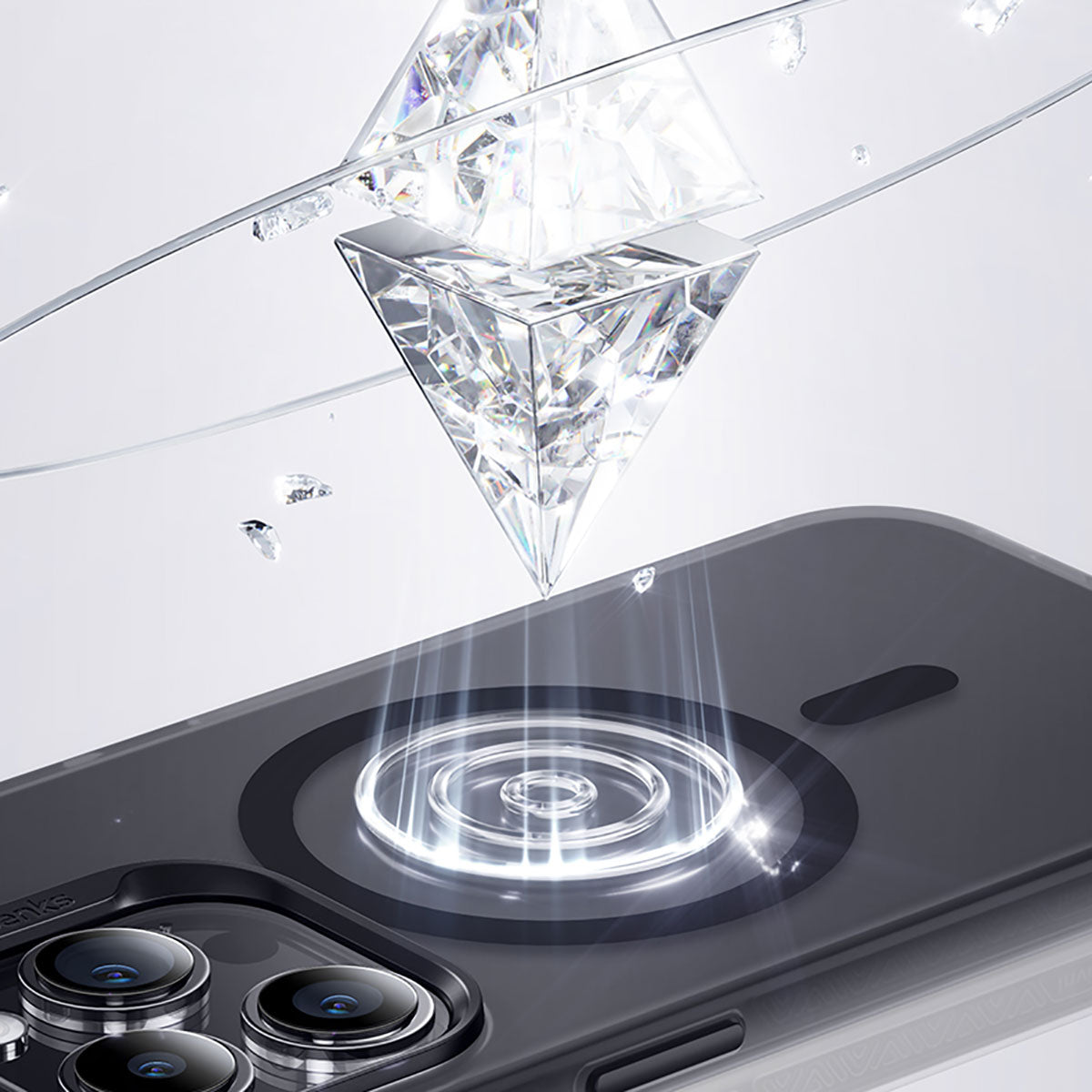 Apple iPhone 15 Pro Kılıf M-safe Şarj Özellikli Benks Lucid Armor Kapak Beyaz