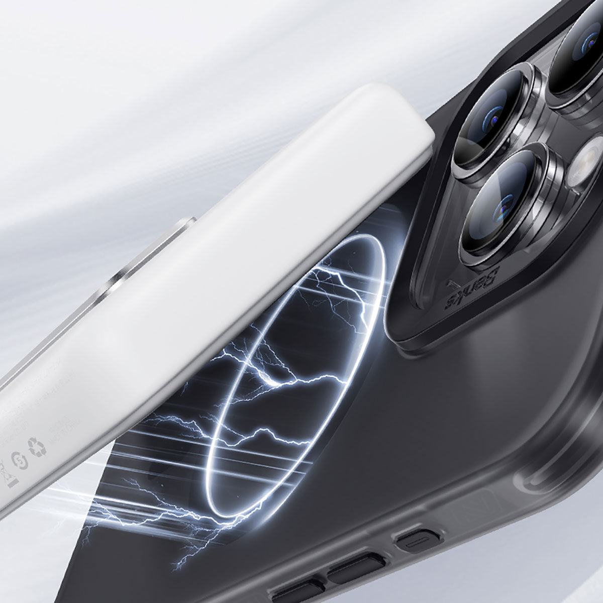 Apple iPhone 15 Pro Kılıf M-safe Şarj Özellikli Benks Lucid Armor Kapak Gri