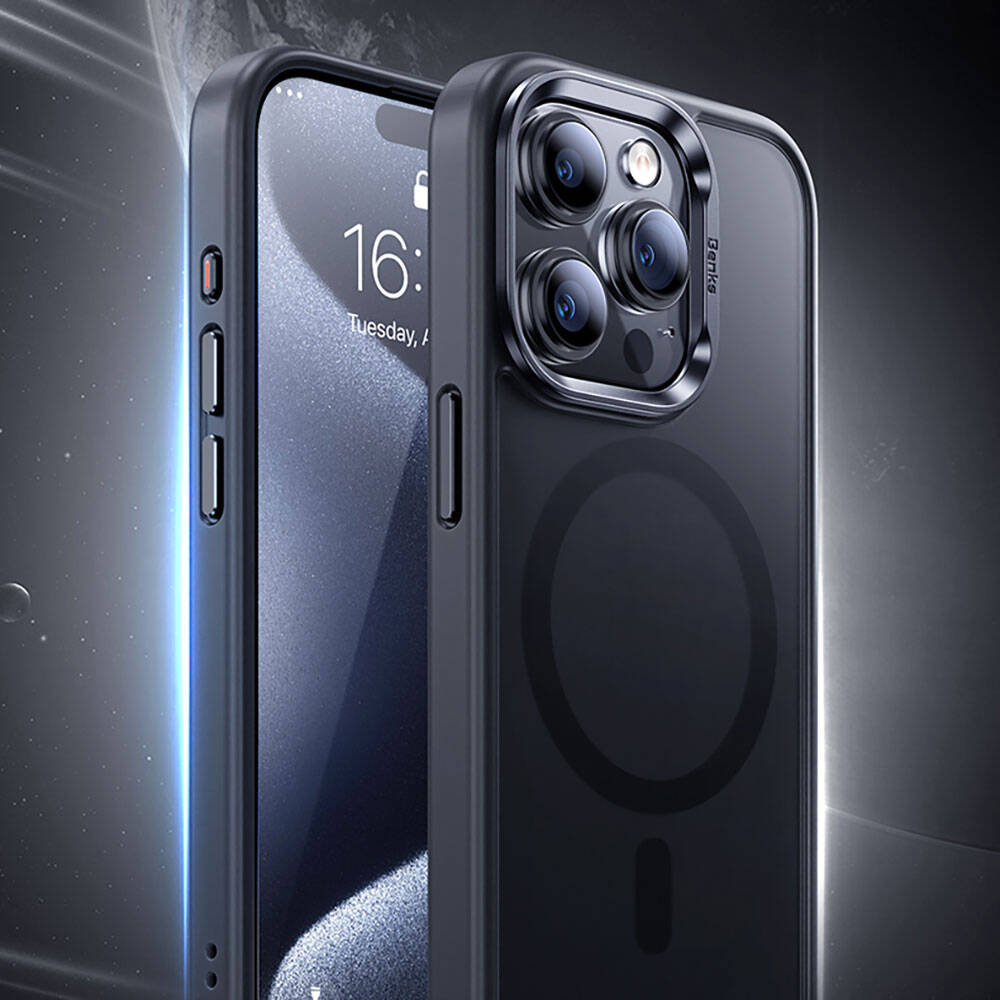 Apple iPhone 15 Pro Kılıf M-safe Şarj Özellikli Benks Mist Protective Kapak Siyah