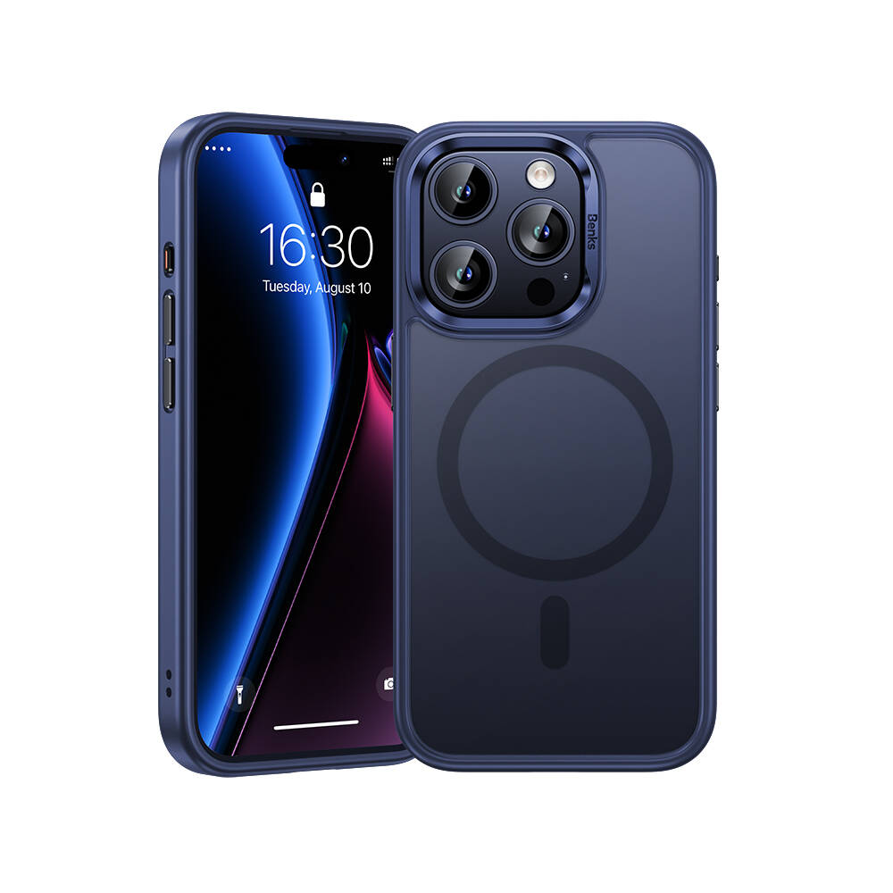 Apple iPhone 15 Pro Kılıf M-safe Şarj Özellikli Benks Mist Protective Kapak Gri