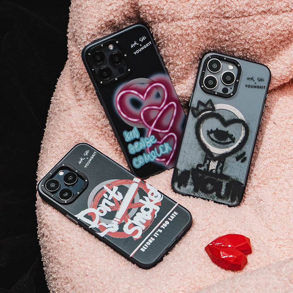 Apple iPhone 15 Pro Kılıf M-safe Şarj Özellikli Shu Tasarımlı Youngkit City Serisi Kapak Siyah-Kırmızı