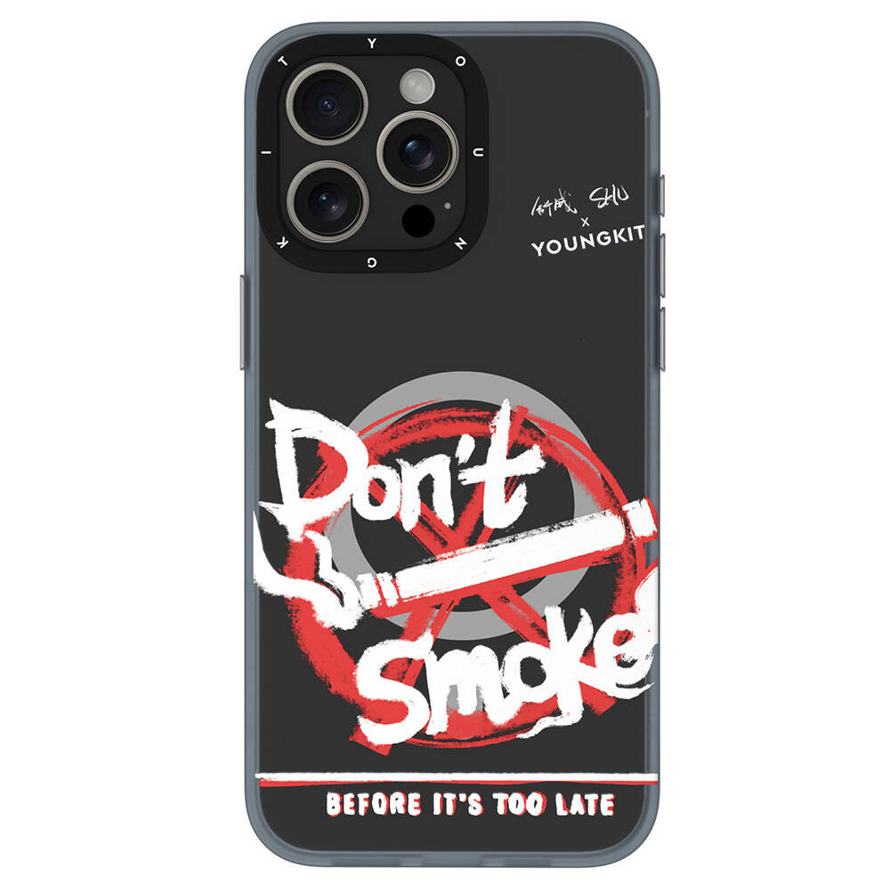 Apple iPhone 15 Pro Kılıf M-safe Şarj Özellikli Shu Tasarımlı Youngkit City Serisi Kapak Siyah-Kırmızı