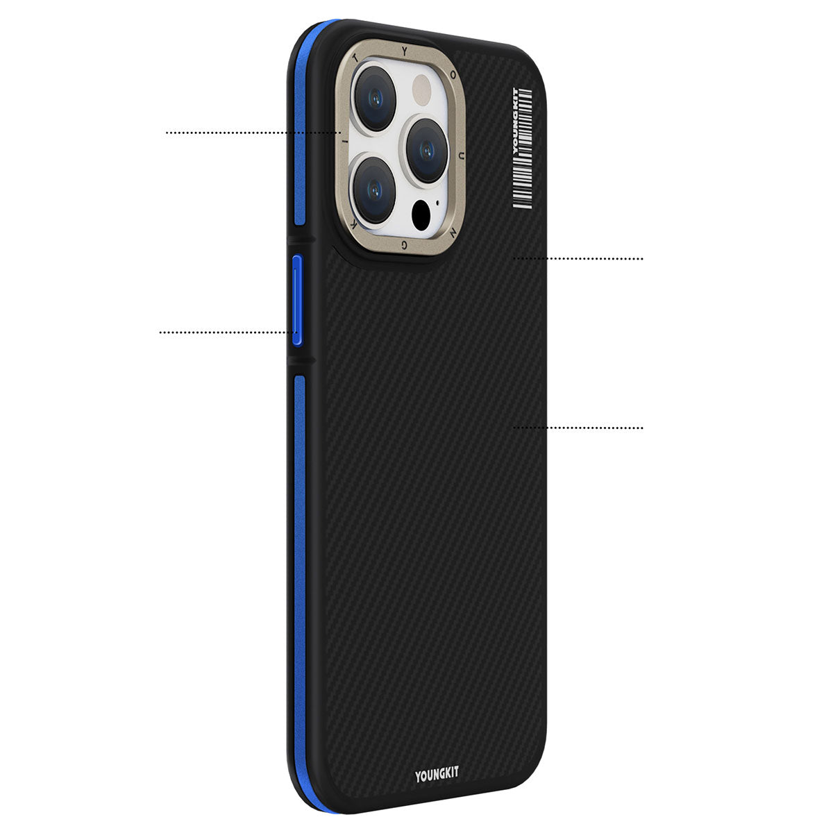 Apple iPhone 15 Pro Kılıf M-safe Şarj Özellikli YoungKit 600D Kevlar Kapak Sarı