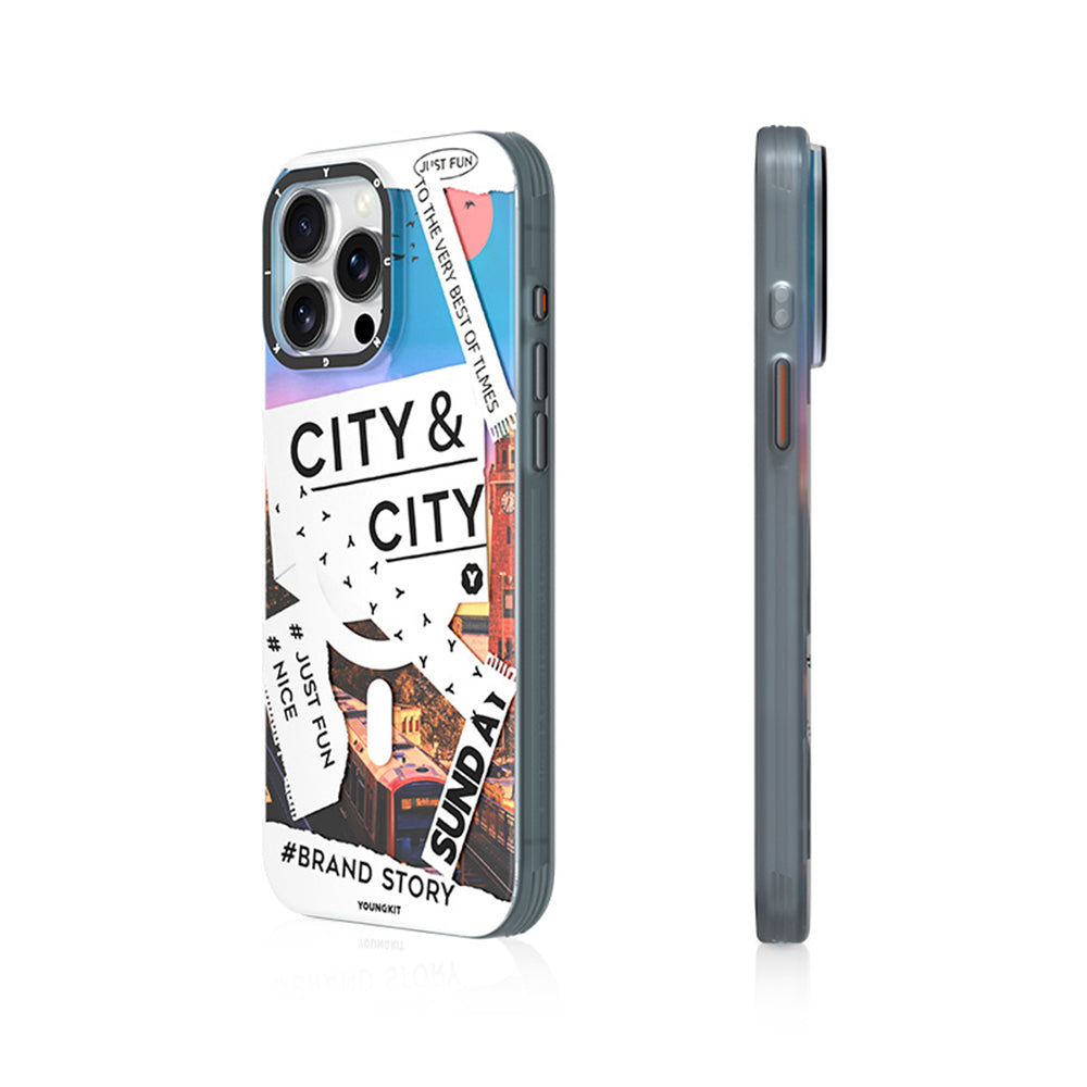 Apple iPhone 15 Pro Kılıf M-safe Şarj Özellikli Youngkit A-City Serisi Kapak Beyaz