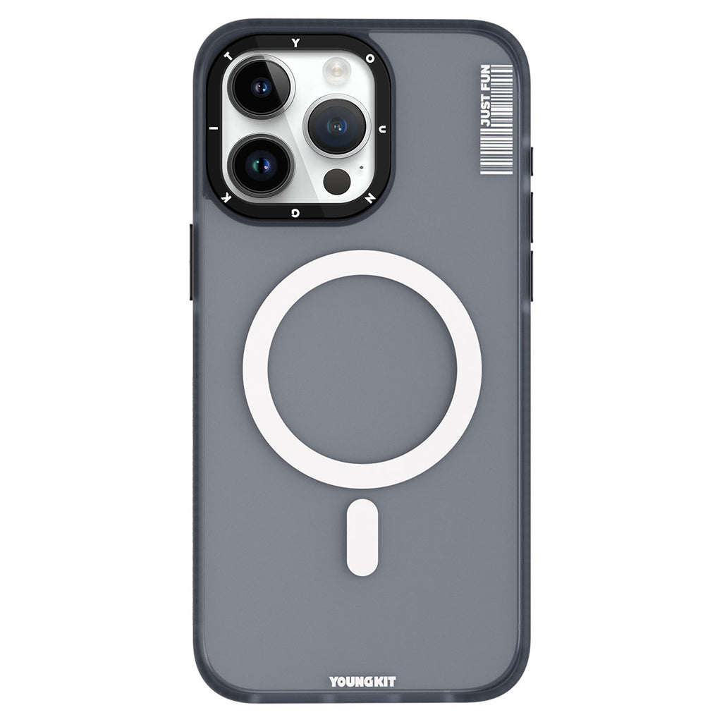 Apple iPhone 15 Pro Kılıf M-safe Şarj Özellikli Youngkit Colored Sand Serisi Kapak Siyah