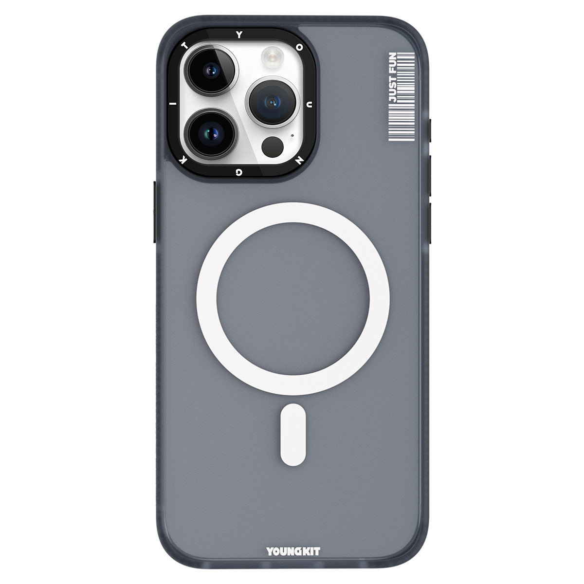 Apple iPhone 15 Pro Kılıf M-safe Şarj Özellikli Youngkit Colored Sand Serisi Kapak Siyah