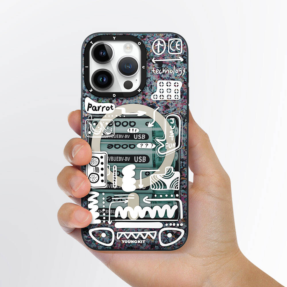 Apple iPhone 15 Pro Kılıf M-safe Şarj Özellikli Youngkit Dark Matter Serisi Kapak Pembe