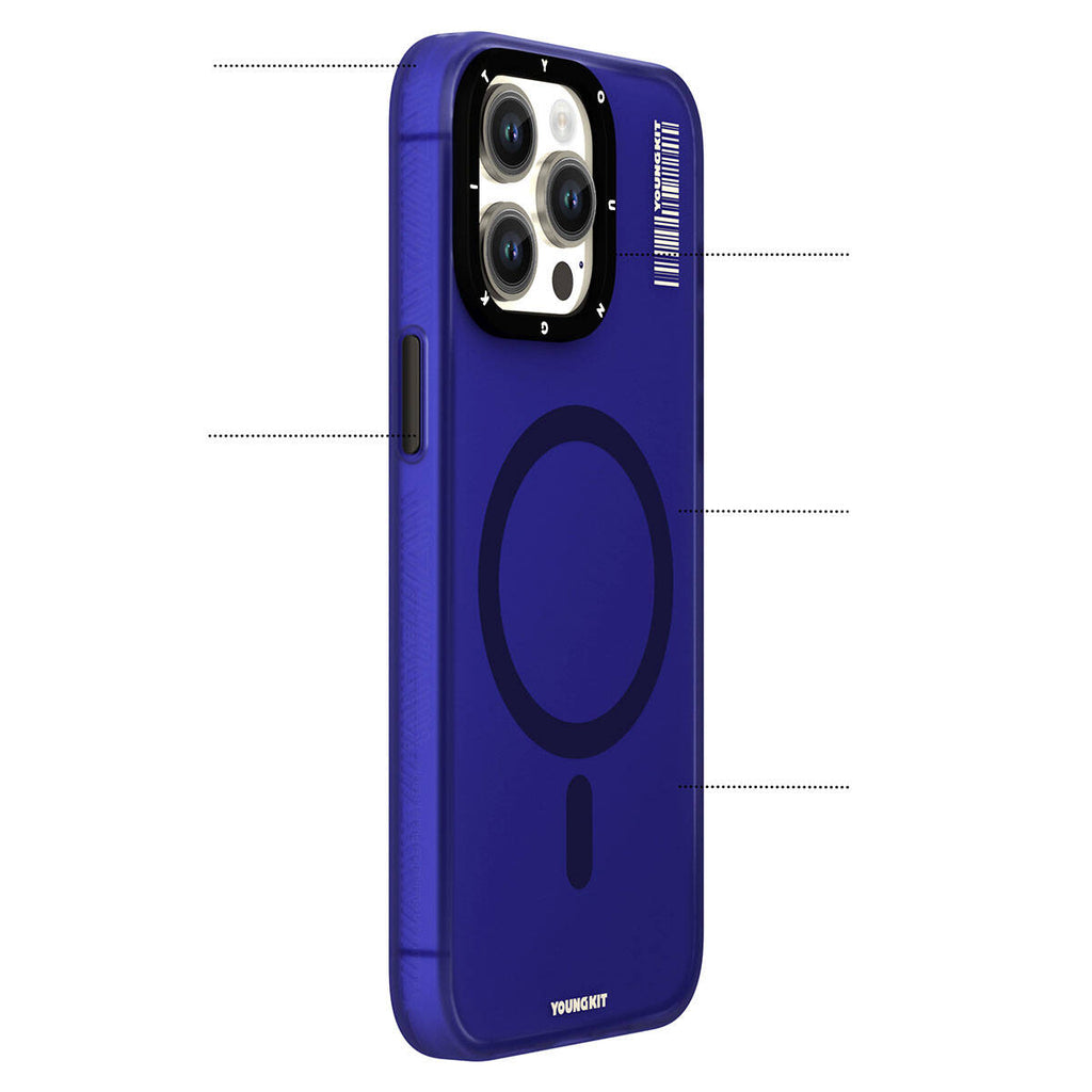 Apple iPhone 15 Pro Kılıf M-safe Şarj Özellikli Youngkit Hidden Sand Serisi Kapak Siyah