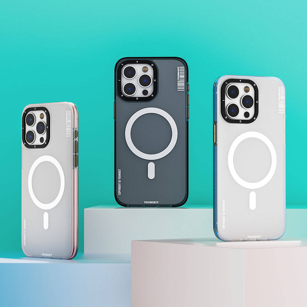 Apple iPhone 15 Pro Kılıf M-safe Şarj Özellikli Youngkit Jiansha Serisi Kapak Siyah