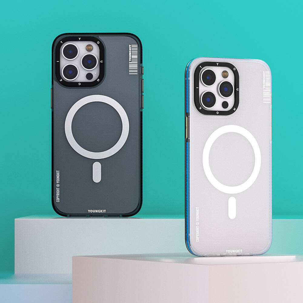 Apple iPhone 15 Pro Kılıf M-safe Şarj Özellikli Youngkit Jiansha Serisi Kapak Siyah