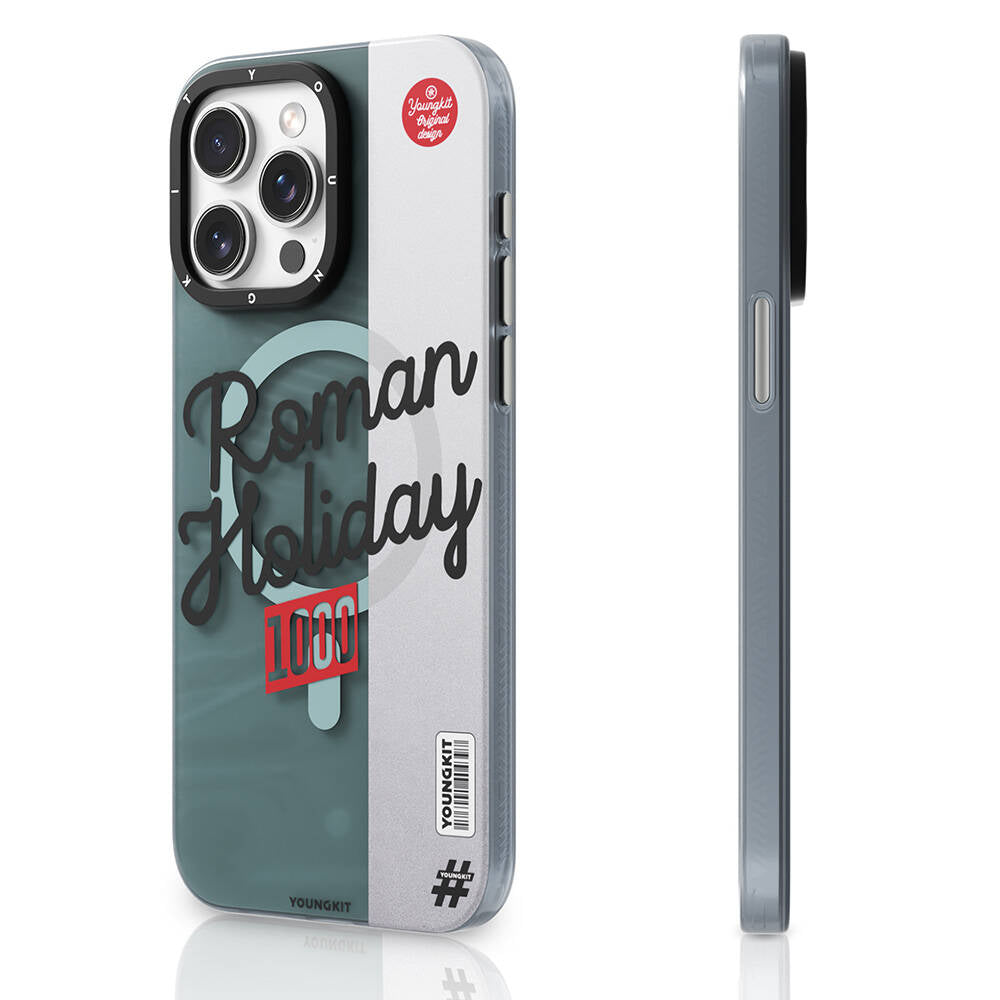 Apple iPhone 15 Pro Kılıf M-safe Şarj Özellikli Youngkit Motorcycle Legend Serisi Kapak Yeşil