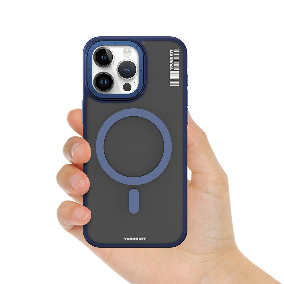 Apple iPhone 15 Pro Kılıf M-safe Şarj Özellikli Youngkit Rock Sand Serisi Kapak Siyah