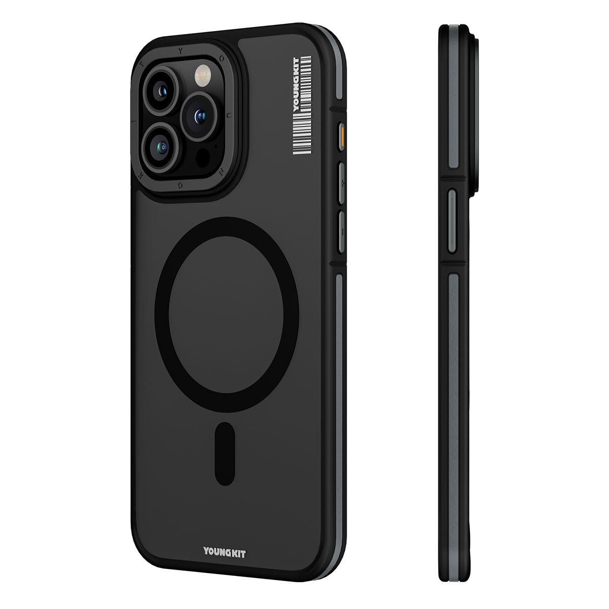 Apple iPhone 15 Pro Kılıf M-safe Şarj Özellikli Youngkit Rock Sand Serisi Kapak Siyah