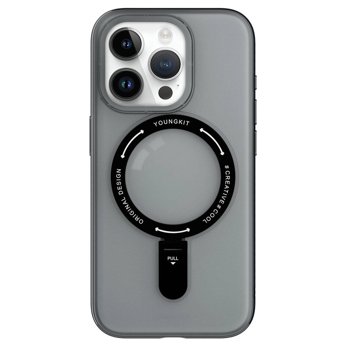 Apple iPhone 15 Pro Kılıf M-safe Şarj Özellikli Youngkit Rock Serisi Kapak Beyaz