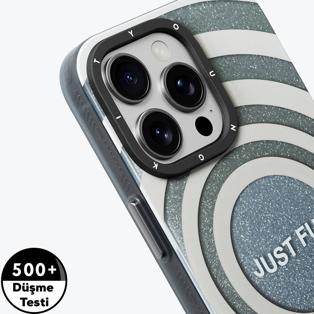 Apple iPhone 15 Pro Kılıf M-safe Şarj Özellikli Youngkit Star Dazzle Serisi Kapak Gri