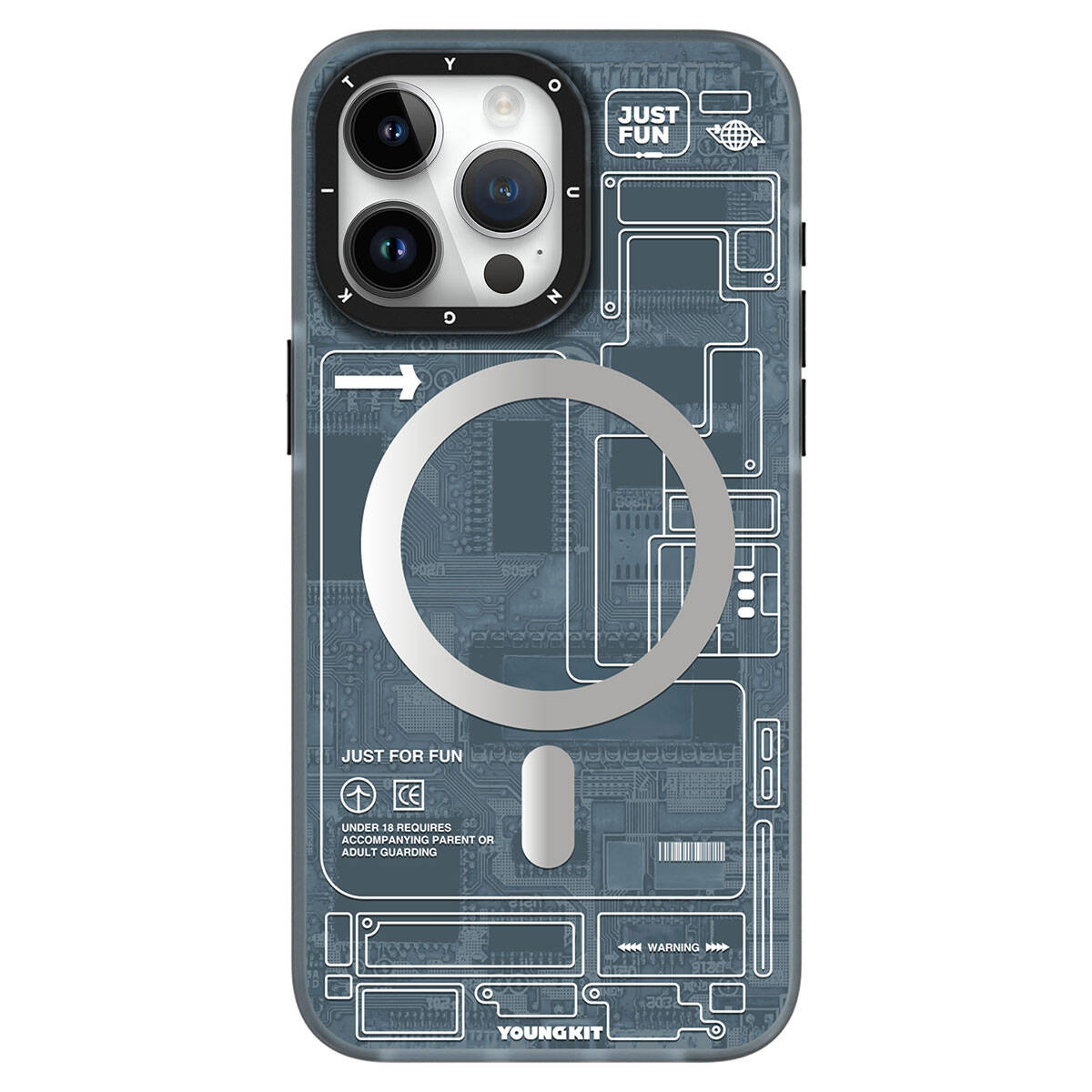 Apple iPhone 15 Pro Kılıf M-safe Şarj Özellikli YoungKit Technology Serisi Kapak Lacivert