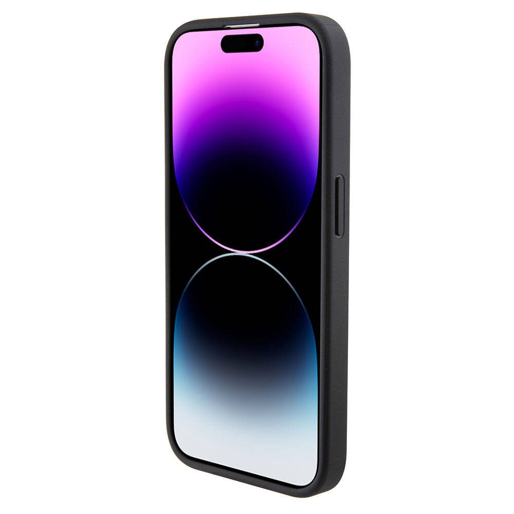 Apple iPhone 15 Pro Kılıf Mercedes Benz Orjinal Lisanslı M-safe Şarj Özellikli Baskı Logolu Paralel Çizgi Desenli Deri Kapak Siyah