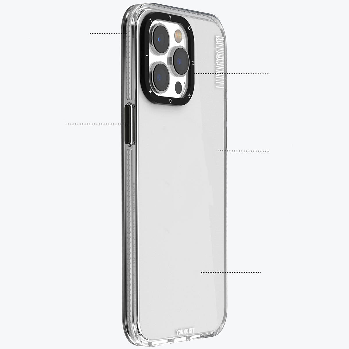 Apple iPhone 15 Pro Kılıf Pürüzsüz Düz Arka Yüzey YoungKit Crystal Color Serisi Kapak Siyah