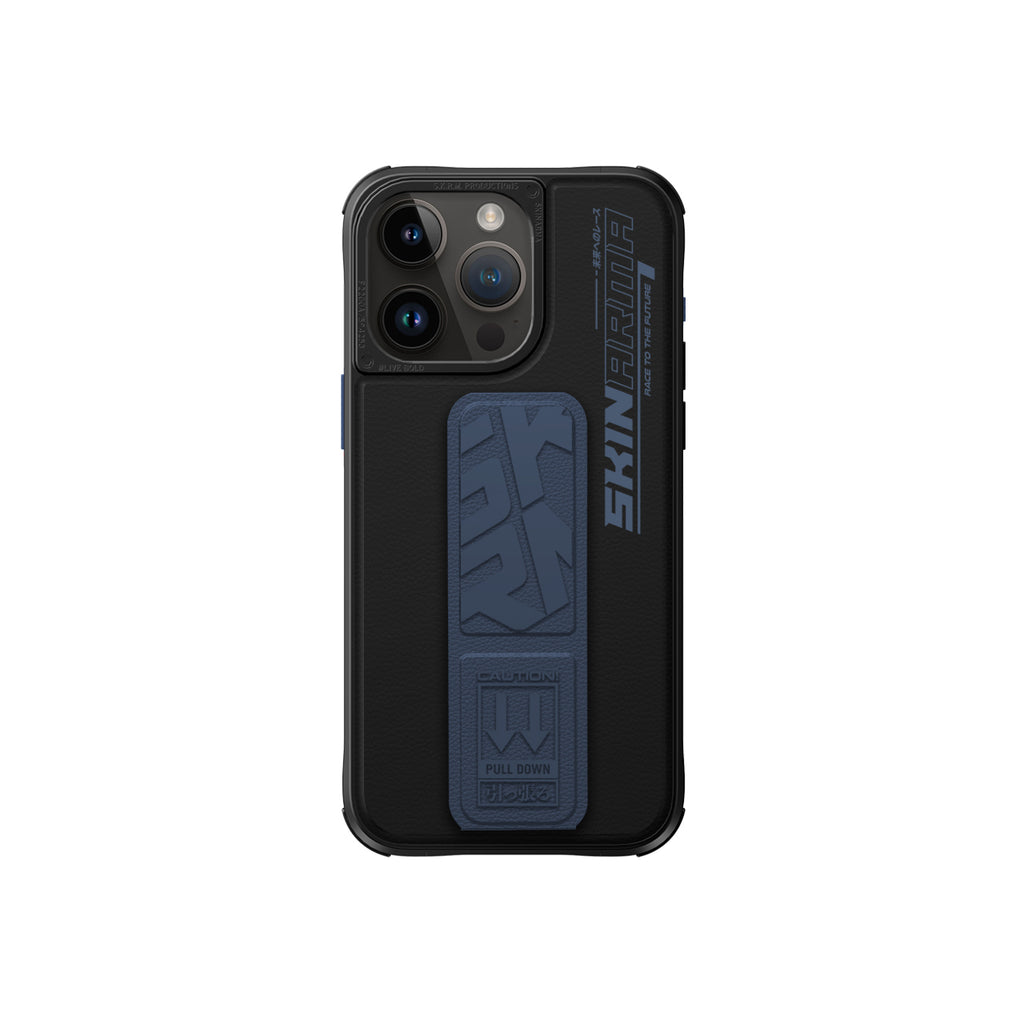 Apple iPhone 15 Pro Kılıf SkinArma Standlı Deri Görünümlü Slate Kapak Mavi