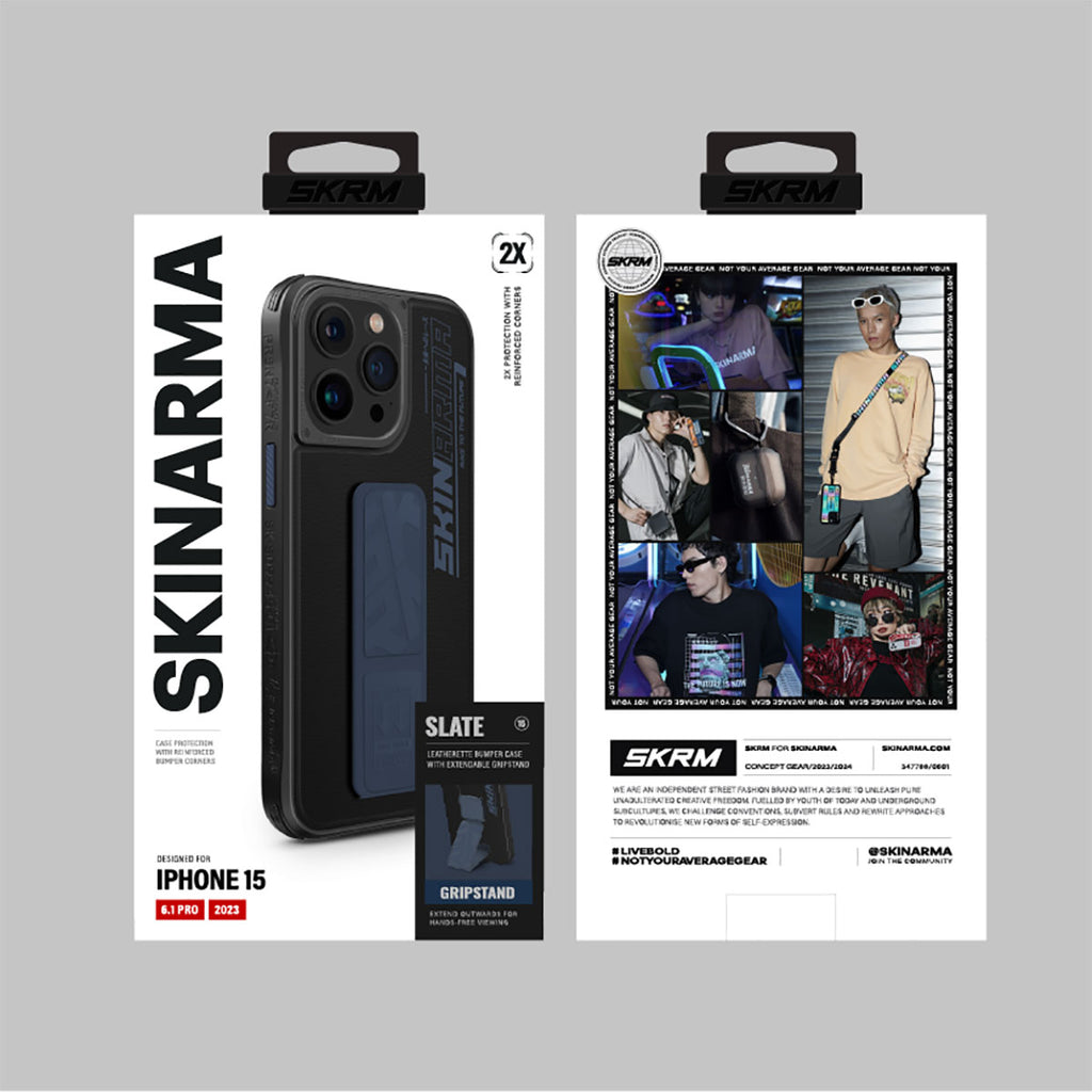 Apple iPhone 15 Pro Kılıf SkinArma Standlı Deri Görünümlü Slate Kapak Turuncu