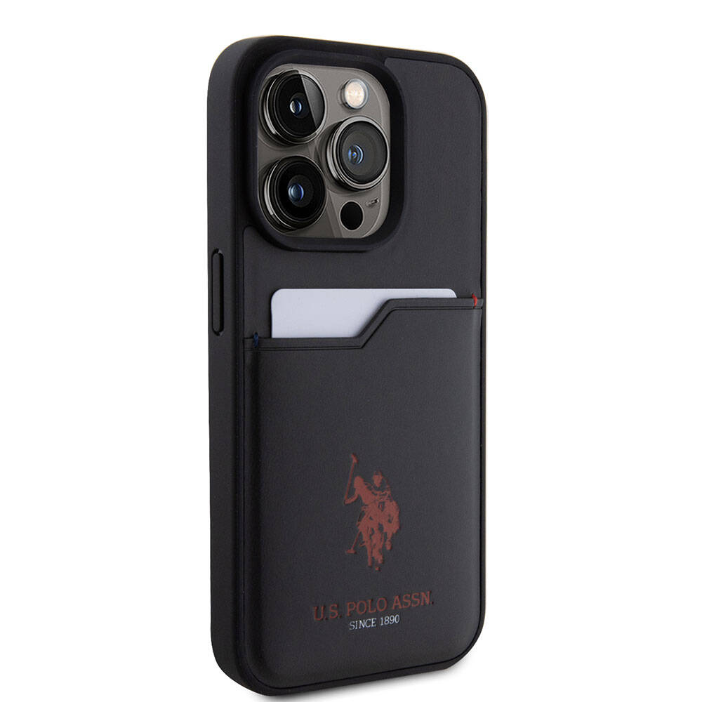 Apple iPhone 15 Pro Kılıf U.S. Polo Assn. Orjinal Lisanslı Baskı Logolu PU Kartlıklı Kapak Kırmızı