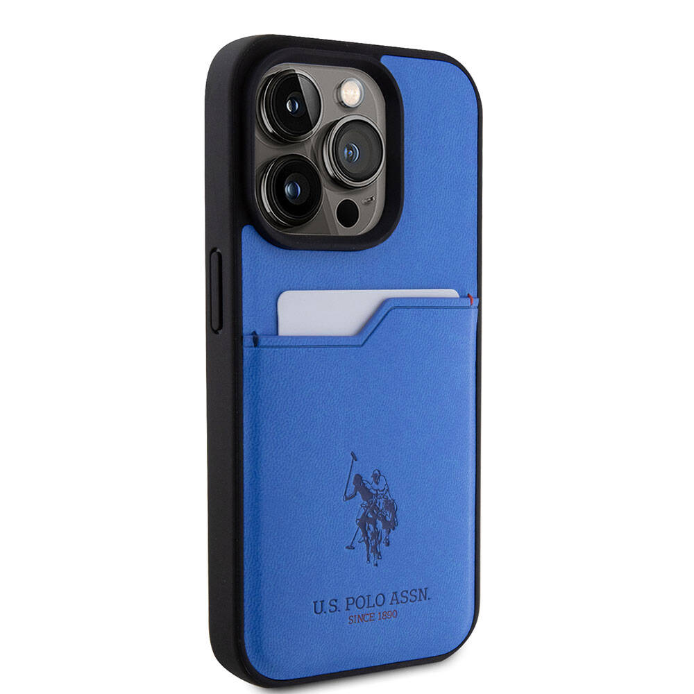 Apple iPhone 15 Pro Kılıf U.S. Polo Assn. Orjinal Lisanslı Baskı Logolu PU Kartlıklı Kapak Siyah