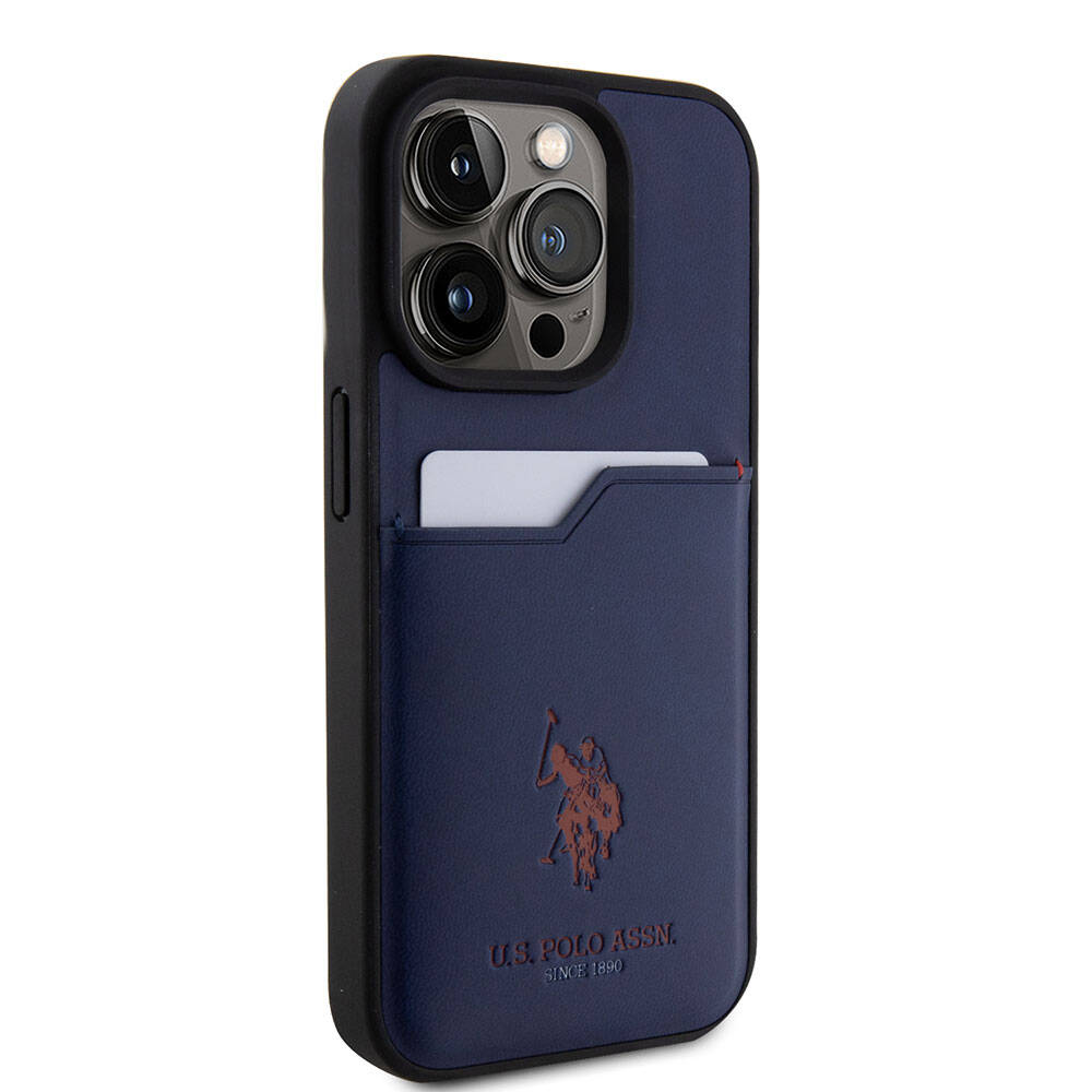 Apple iPhone 15 Pro Kılıf U.S. Polo Assn. Orjinal Lisanslı Baskı Logolu PU Kartlıklı Kapak Kırmızı