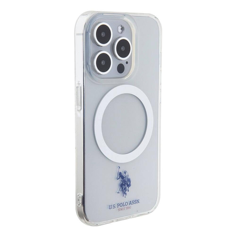 Apple iPhone 15 Pro Kılıf U.S. Polo Assn. Orjinal Lisanslı M-safe Şarj Özellikli Transparan Tasarım Kapak Renksiz