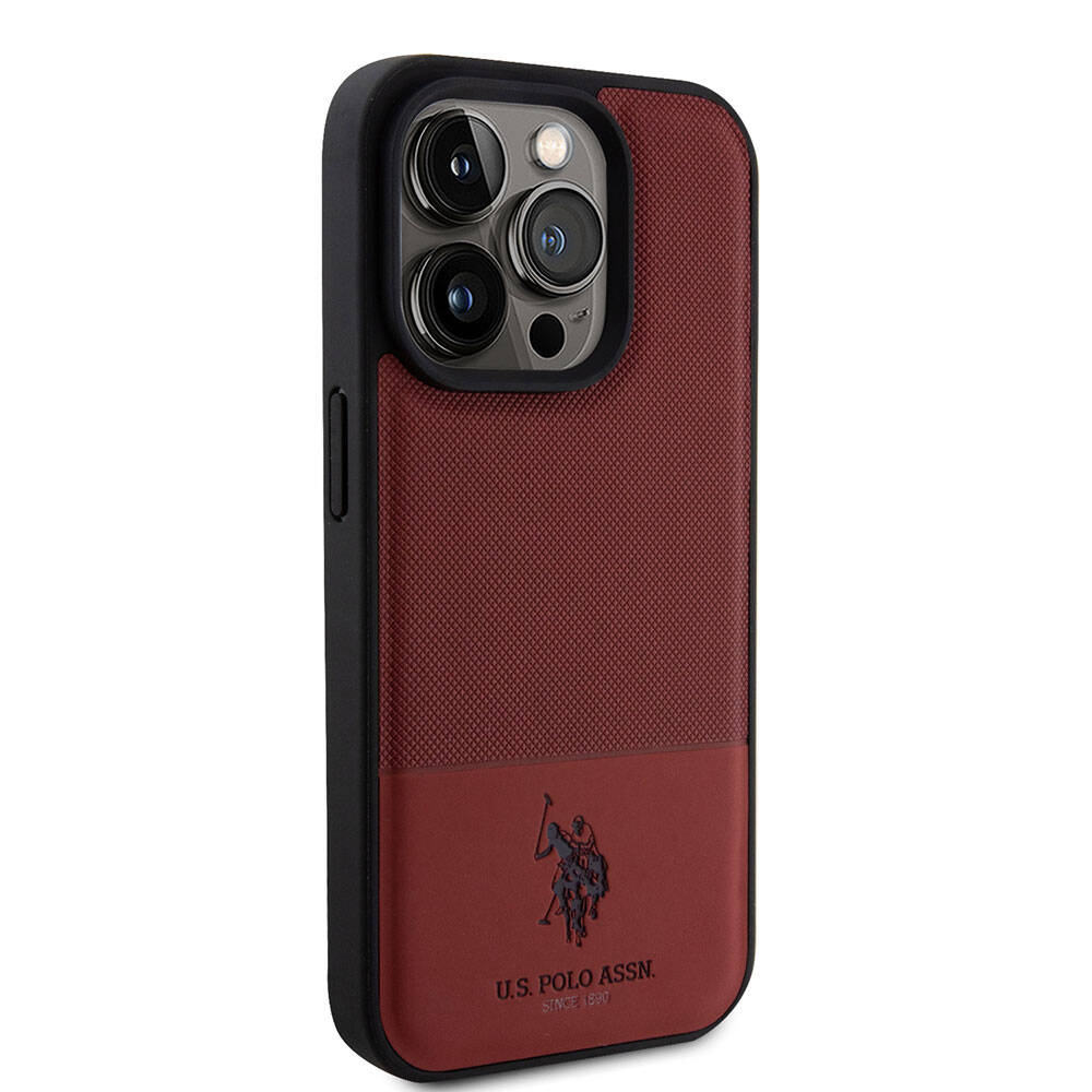 Apple iPhone 15 Pro Kılıf U.S. Polo Assn. Orjinal Lisanslı Suni Deri Arka Yüzey Baskı Logolu Örgü Desenli Kapak Yeşil