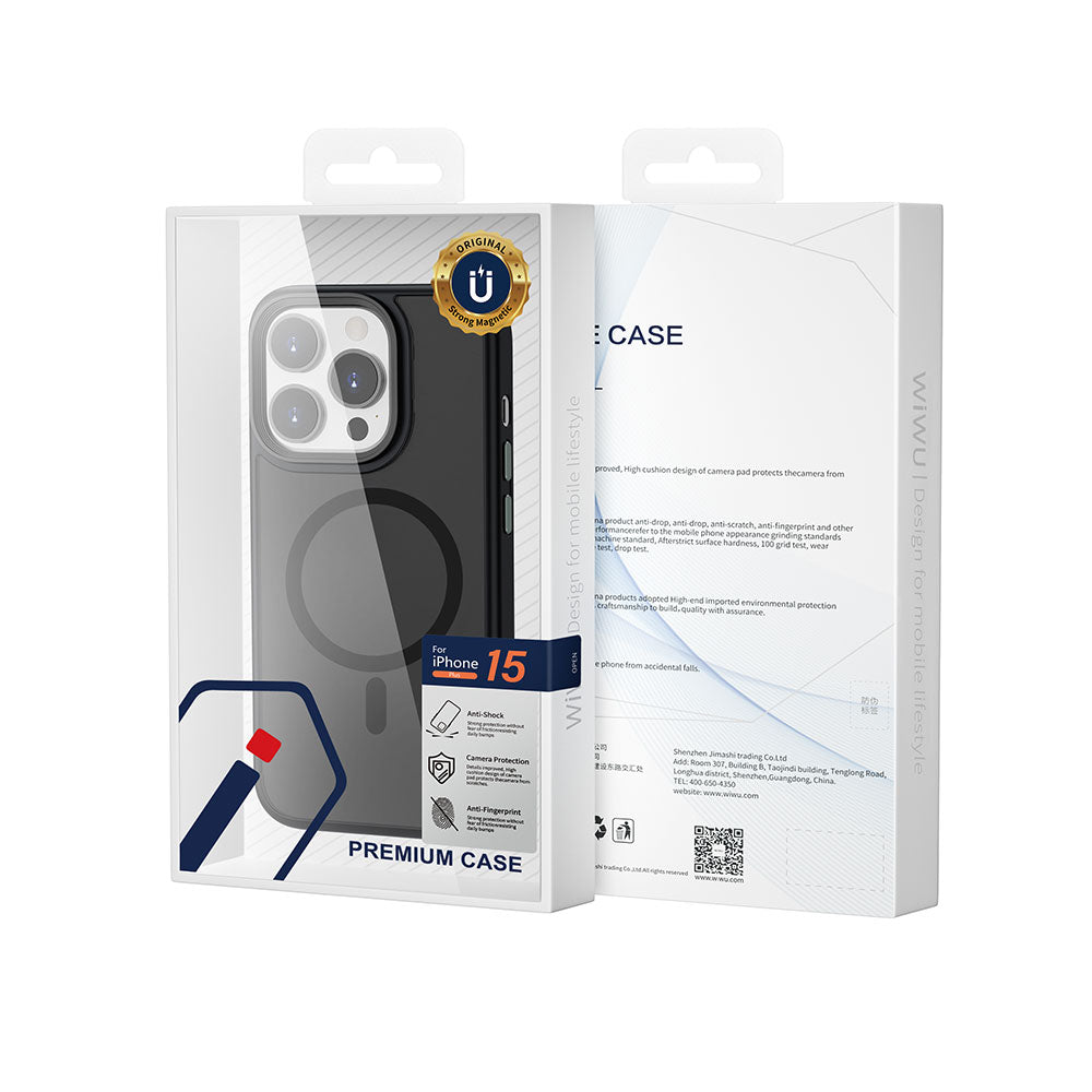 Apple iPhone 15 Pro Kılıf Wiwu FGG-011 M-safe Şarj Özellikli Kamera Korumalı Kapak Mor