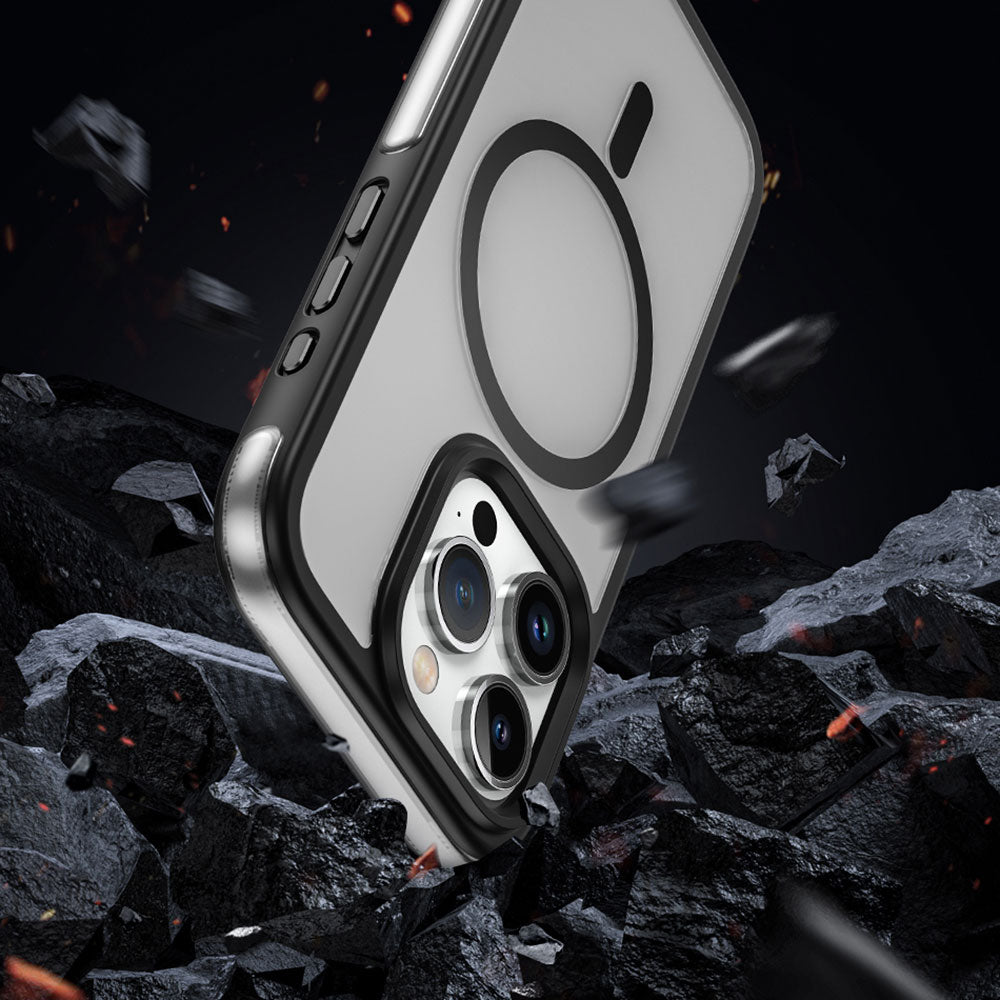 Apple iPhone 15 Pro Kılıf Wiwu ZKK-012 M-safe Şarj Özellikli Air Cushion Kapak Mavi