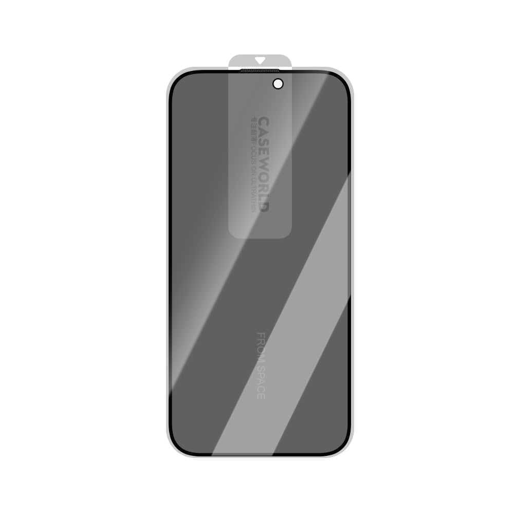 Apple iPhone 15 Pro Max CaseWorld Armor Serisi Eyesafe Teknolojili 0.15mm 3D Privacy Temperli Cam Ekran Koruyucu + Uygulama Aparatlı Siyah