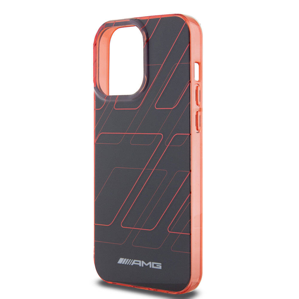 Apple iPhone 15 Pro Max Kılıf AMG Orjinal Lisanslı Çift Katmanlı Dörtgen Desenli Kapak Kırmızı