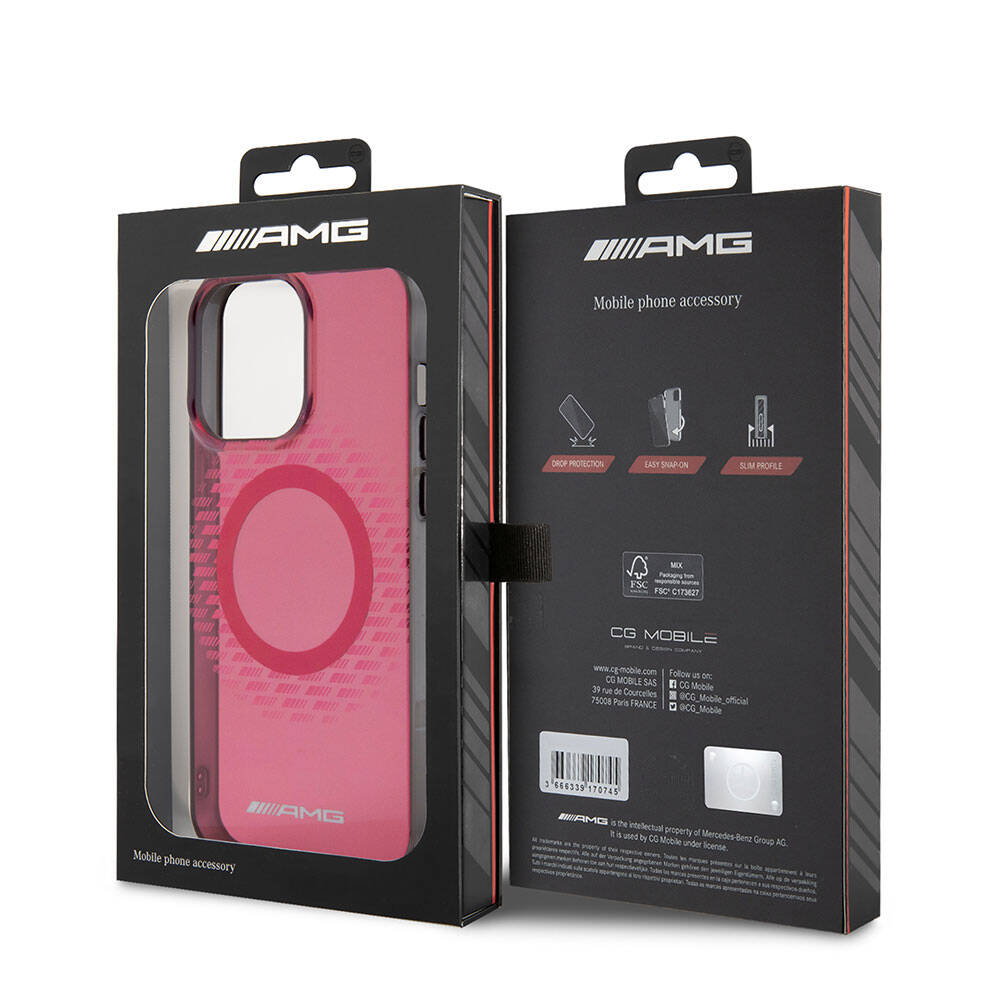 Apple iPhone 15 Pro Max Kılıf AMG Orjinal Lisanslı M-safe Şarj Özellikli Eşkenar Dörtgen Desenli Transparan Kapak Renksiz