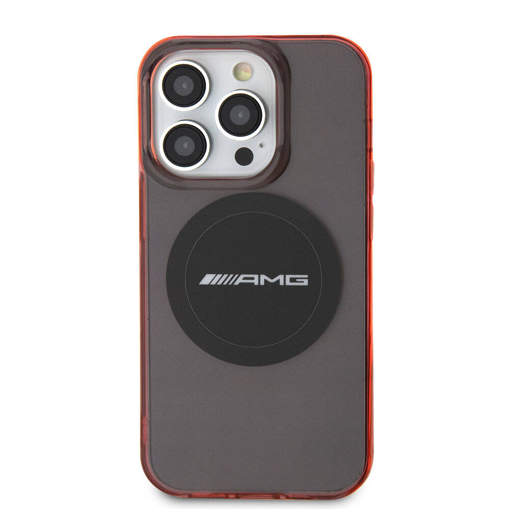 Apple iPhone 15 Pro Max Kılıf AMG Orjinal Lisanslı M-safe Şarj Özellikli Transparan Timeless Kapak Kırmızı