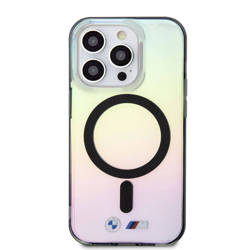 Apple iPhone 15 Pro Max Kılıf BMW M-safe Şarj Özellikli Transparan Renk Geçişli Iridescent Orjinal Lisanslı Kapak Karışık