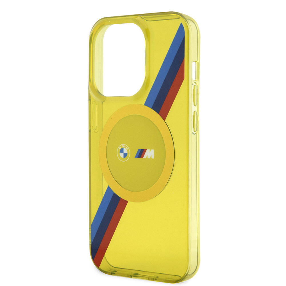 Apple iPhone 15 Pro Max Kılıf BMW M-safe Şarj Özellikli Transparan Tricolor Stripes Orjinal Lisanslı Kapak Yeşil